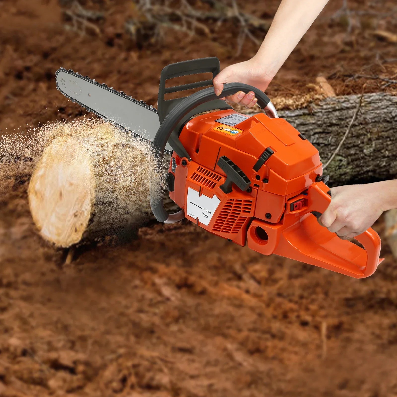 3.4KW/3.9KW Gasoline Power Chain Saws 24 inch Guide Bar 2 Cycle Gas Chainsaw Farm Garden Cutting Wood Crankcase Hand Pull Start