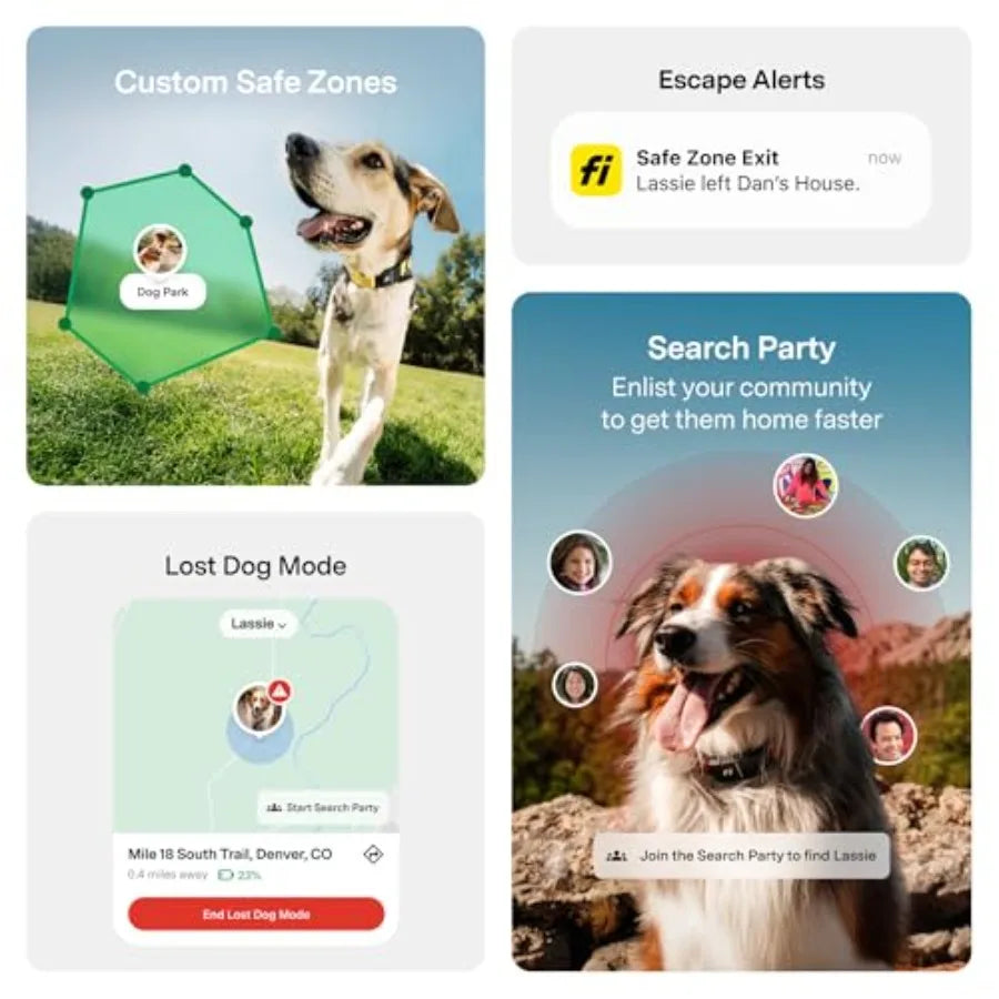 Smart Dog Tracker Collar for Small Dogs with GPS Health Monitoring Waterproof Blue Collar with 12-Month Membership Escape Alert