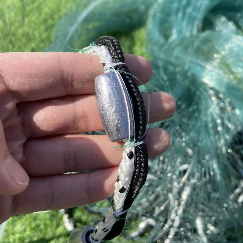 3pcs 12ft Dark Green Nylon Cast Fishing Net Hand-Crafted Artifact with Double Knots