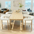 Set of 4 Century Upholstered Dining Chairs, Sherpa Boucle Accent, White, Suitable for Kitchen & Living Room