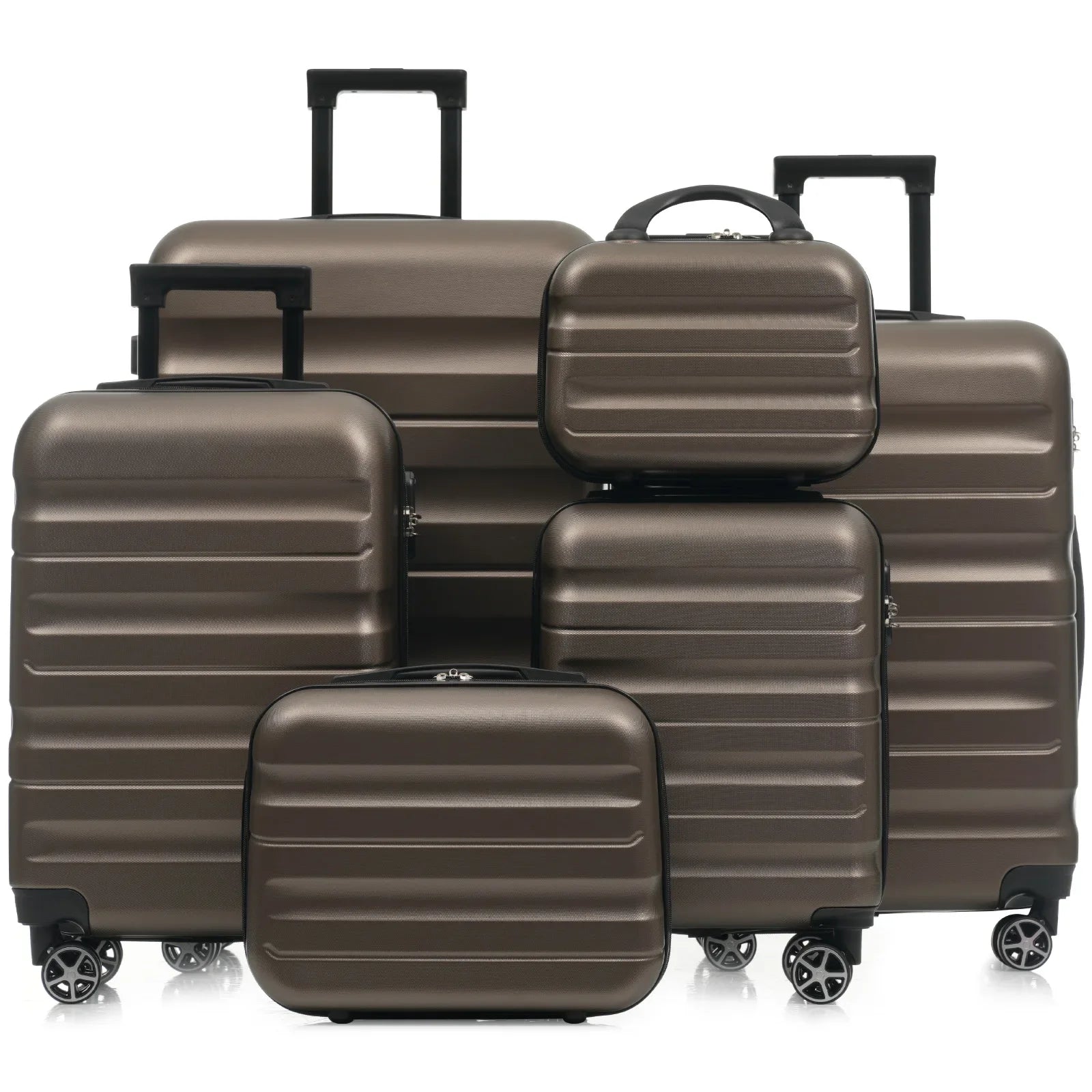 6-Piece ABS Hardshell Luggage Set - Lightweight & Durable Suitcases with Dual Spinner Wheels, Carry-On & Check-In Sizes for Trav
