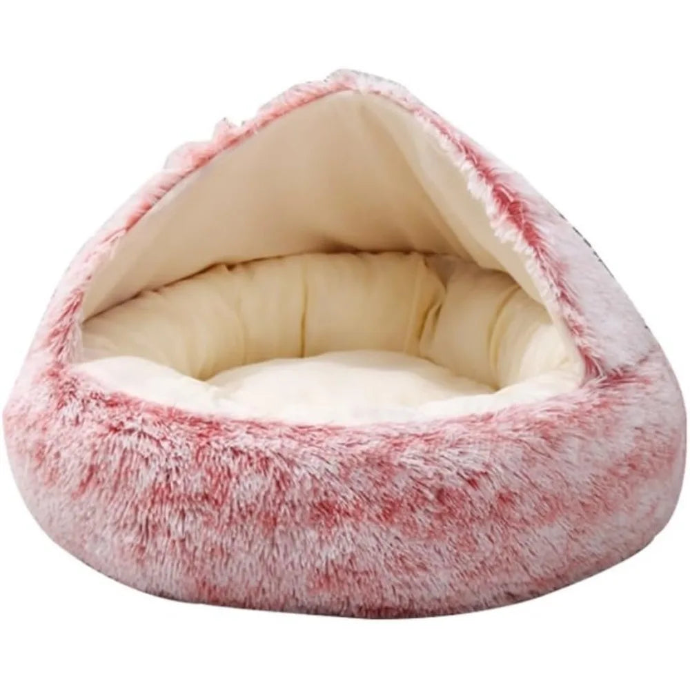 Autumn Winter Warm Plush Pet Bed for Cats and Dogs - Cozy Closed Nest Pad for Comfortable Sleeping