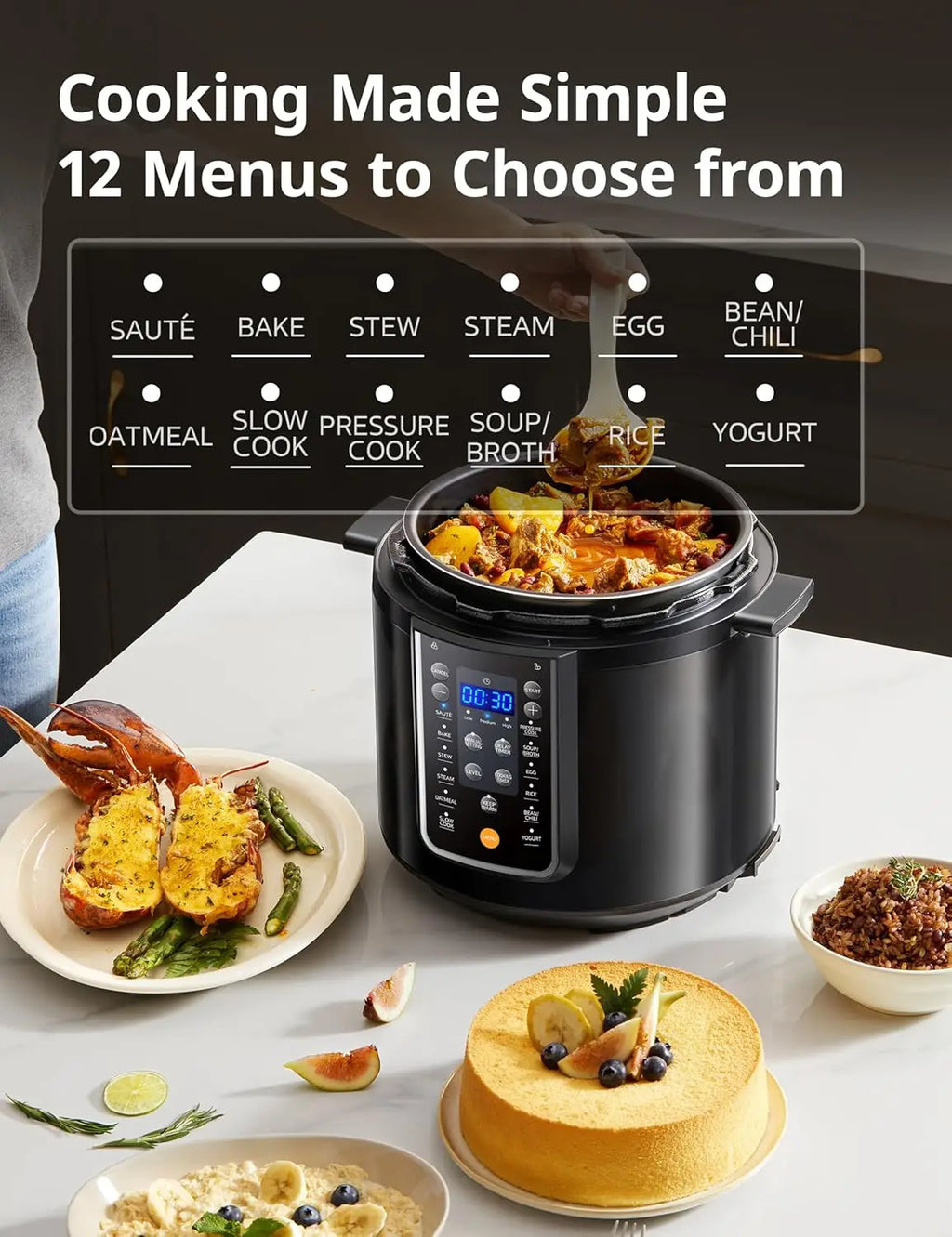 9-in-1 Electric Pressure Cooker, 14 Presets Instant Multi Cooker Olla de Presion Non-Stick Pot Yogurt Maker Rice Cooker