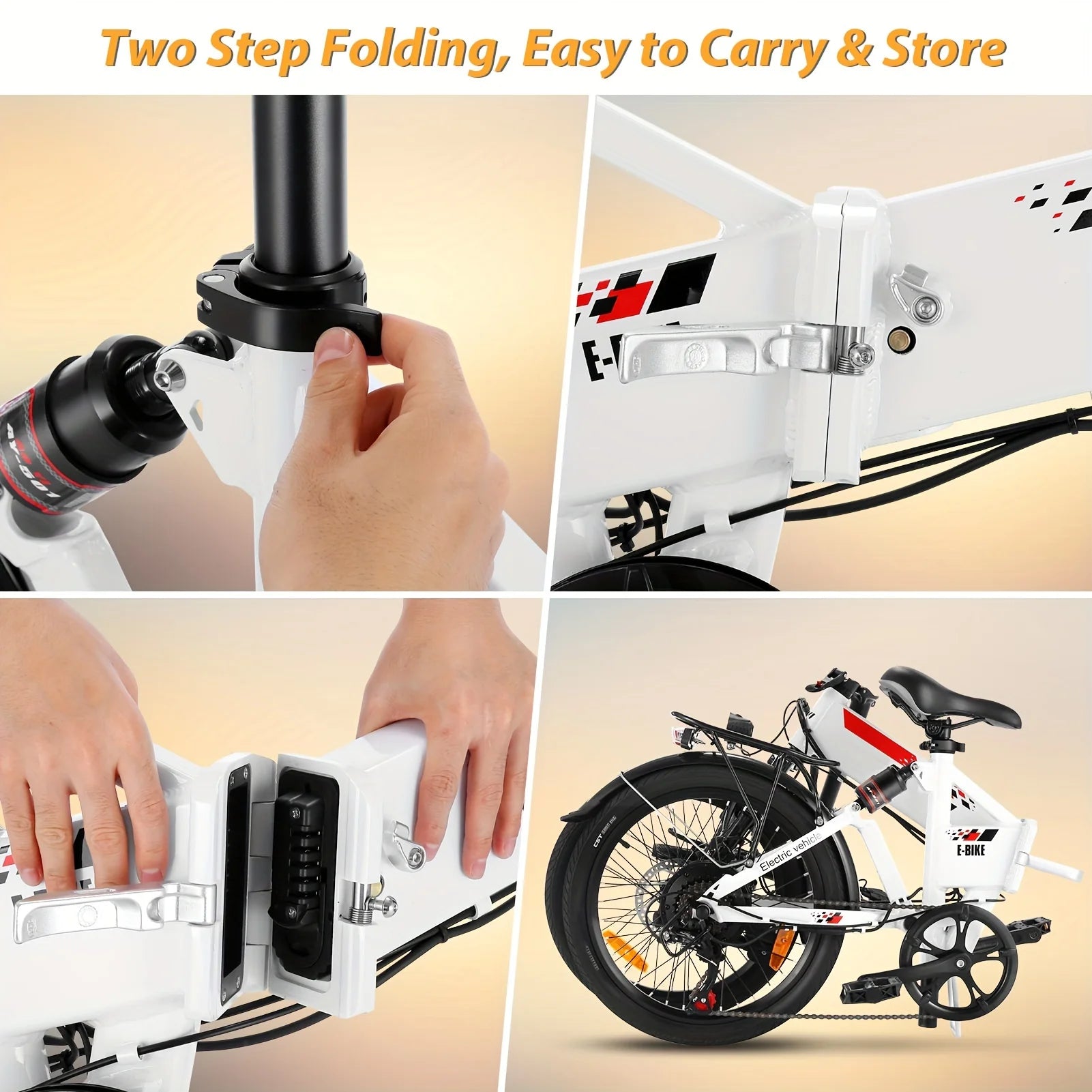 Vivi Electric Bicycle for Adults 20" 500W EBike for Adults with 48V 7.8Ah 374.4Wh High Capacity Removable Battery, Up to 20MPH