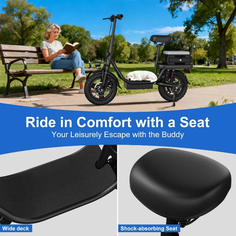 1000w 2000watt Electric Bicycle,48v 14 Inch Electric Scooter,adjustable Front Brake Seat,for Men Women Cycling Electric Bike