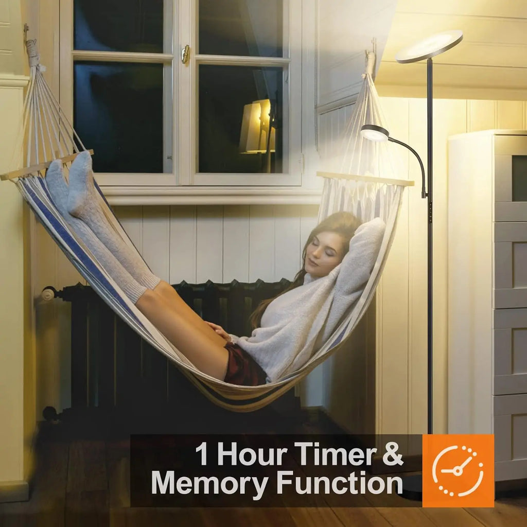 Modern LED Floor Lamp with Remote Control, Dimmable Brightness, 4 Color Temperatures for Living Room Bedroom Office