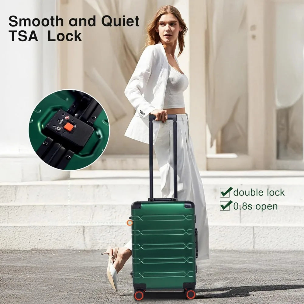 Aluminum Carry On Luggage 22x14x9 Airline Approved, Zipperless Luggage Premium Aluminum Suitcase Luggage, Hard Shell Carry On.