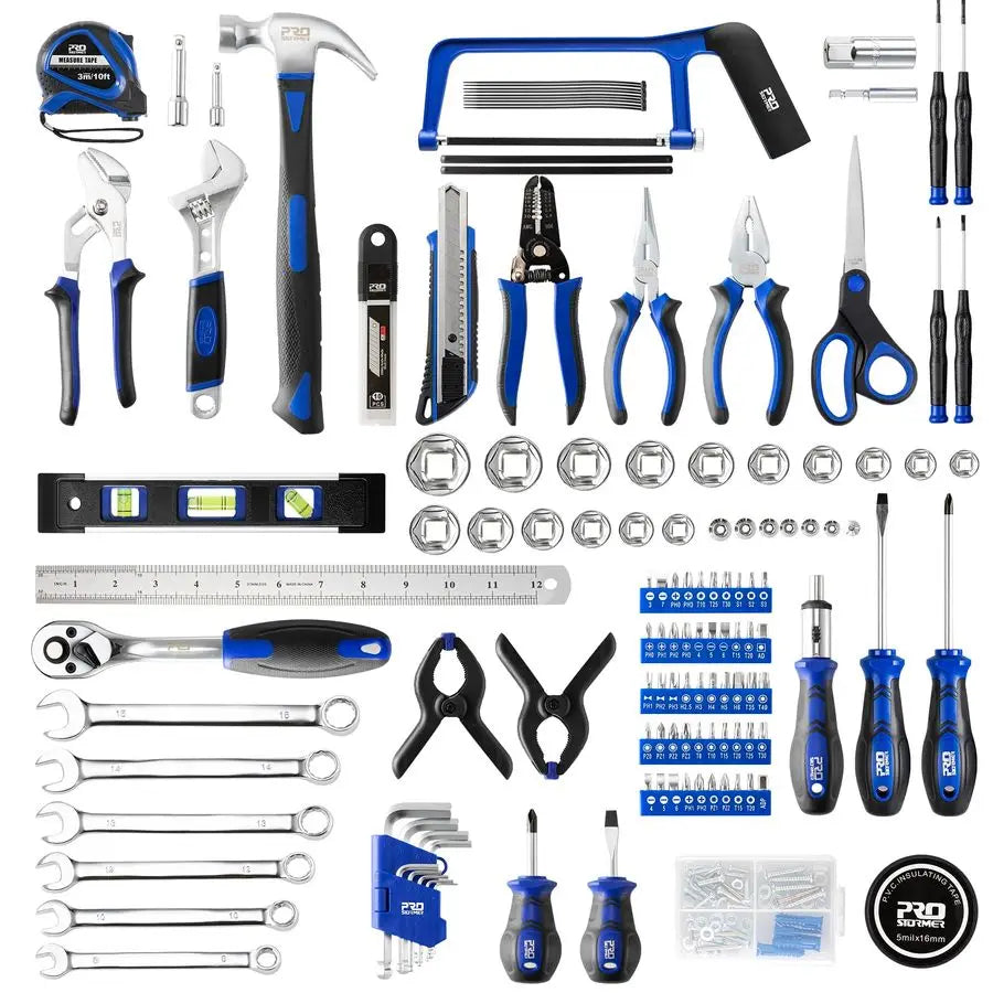 259Piece Tool Kit, General Household Hand Tool Set with Plastic Storage Toolbox, Portable Complete Repair Tool Box for Home and