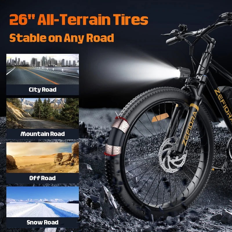 【Brand+】mountain Electric Bike 26 Inch,1000w 48v 10ah 15ah 17.5ah Ebike,comes Phone Holder/lock,for Cycling Electric Bicycle