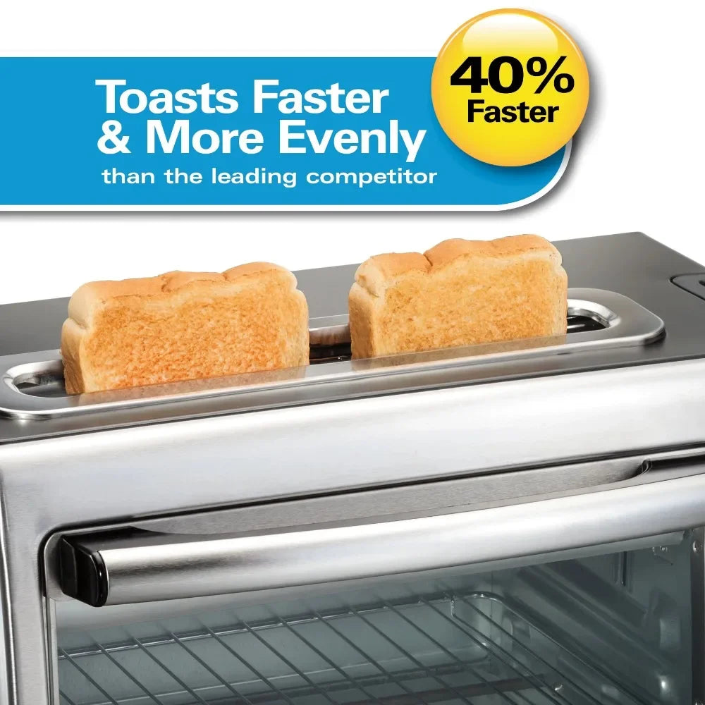 2-in-1 Oven & Toaster Combo, Space-Saving Design, Stainless Steel