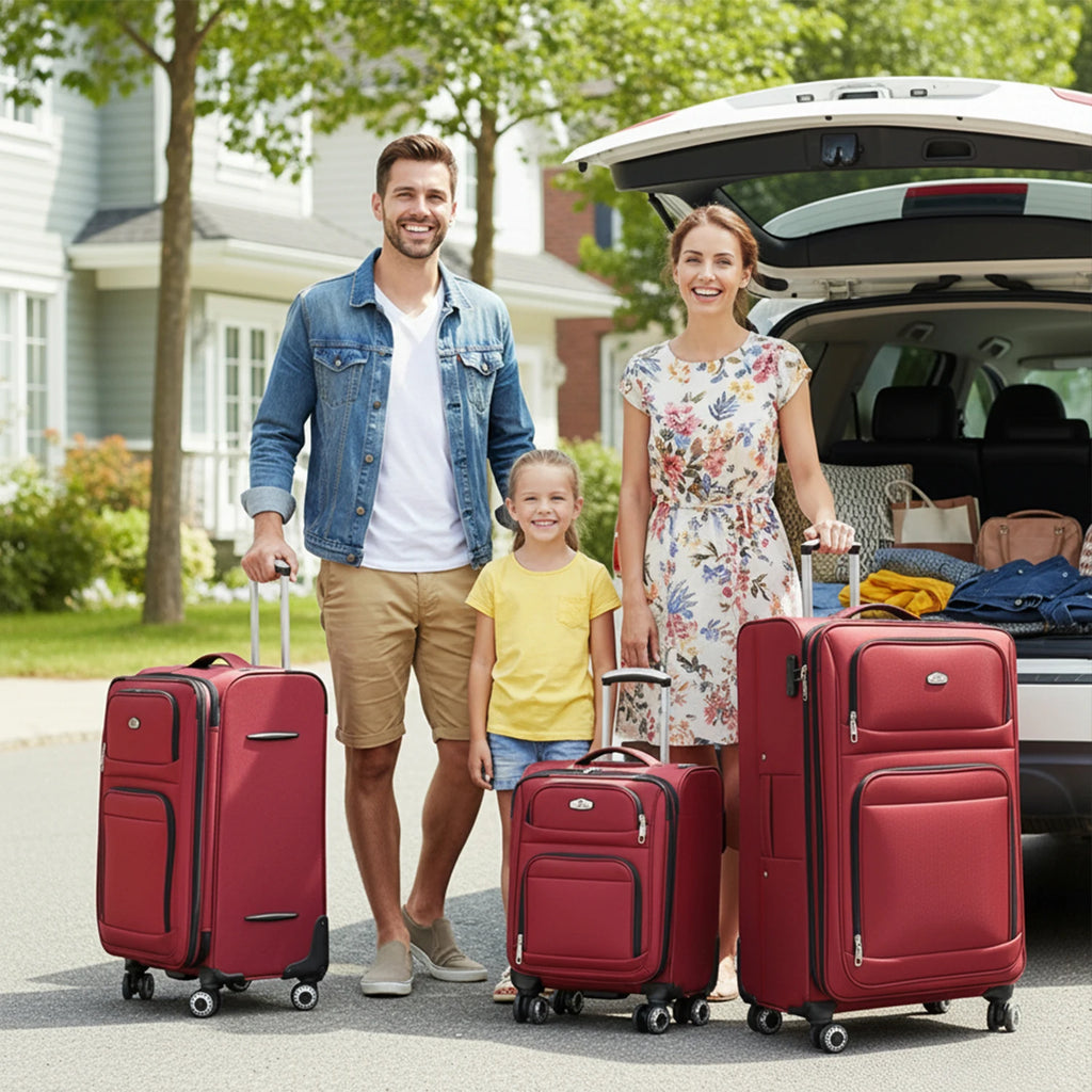 Softside Luggage Expandable 3 Piece Set Suitcase 20in 26in 30in Upright Spinner Softshell Lightweight Luggage Travel Set