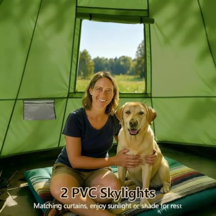 Bell Yurt Tent with Stove Jack Waterproof Luxury 4 Season Tent 420D Ox Cloth Green Glamping Tents for Family Outdoor Camping Hu