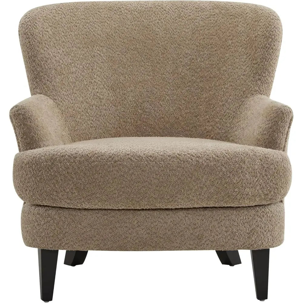 Accent Chair and Ottoman Set, Living Room/Bedroom Wooden Comfy Reading Chair with Footrest Stool, Boucle Upholstered Wingback Si