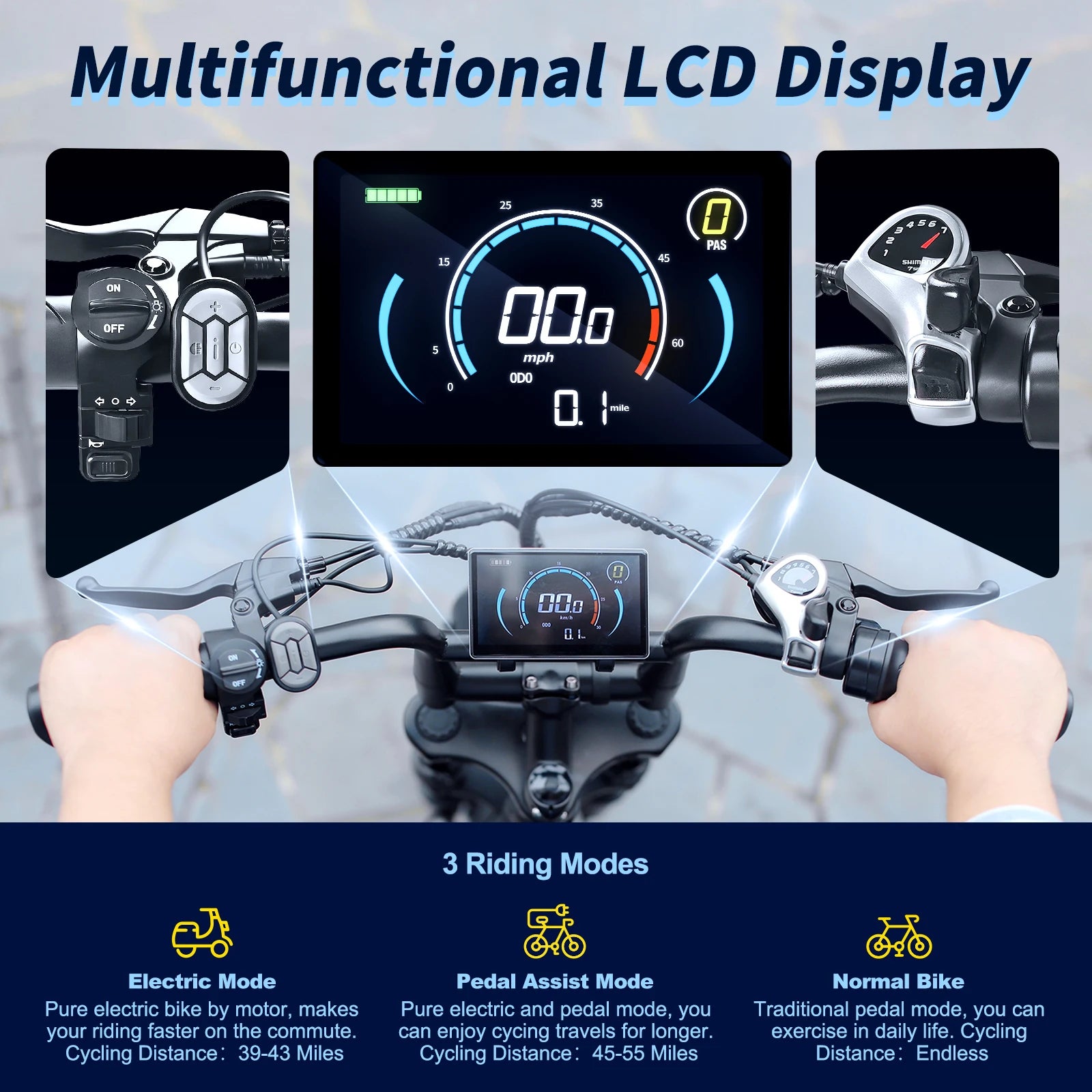 16-inch Small Fat Tire Electric Bicycle for Adults&Teens 500W 36V 10.4Ah Commuter/Mountain Ebike with 7-Speed Dual-disc Brakes