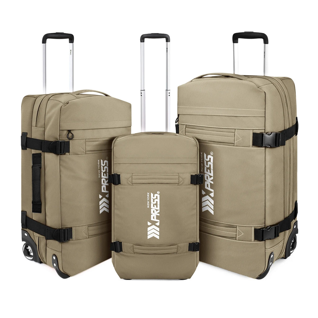 20"/26"/30" Waterproof Rolling Duffel Set 3pcs Softside Luggage Trolley Travel Bag Luggage Set for Adventure & Business Trip