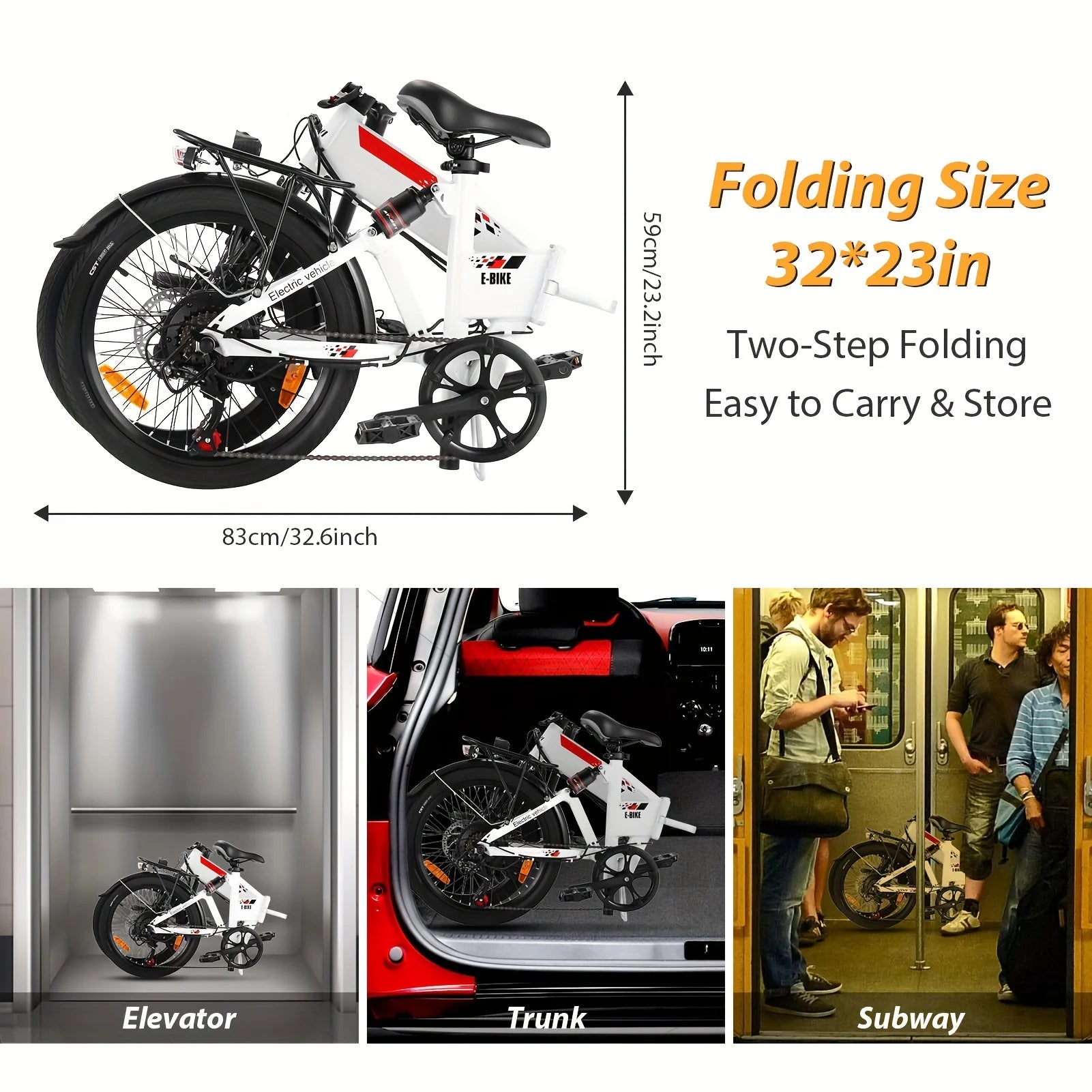 Vivi Electric Bicycle for Adults 20" 500W EBike for Adults with 48V 7.8Ah 374.4Wh High Capacity Removable Battery, Up to 20MPH