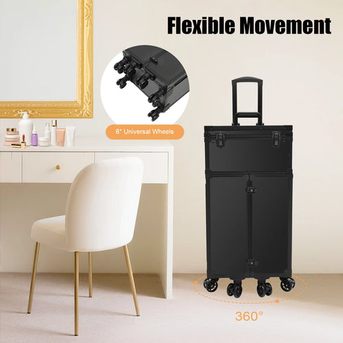 31.15inch Professional Rolling Makeup Case 4 Drawers Pro Makeup Artist Cosmetic Train Case Makeup Organizer Travel Case