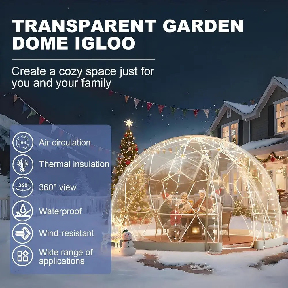 Luxury 12ft Igloo Bubble Tent for 4-7 People - Thickened PVC, Ideal for Camping and Outdoor Adventures