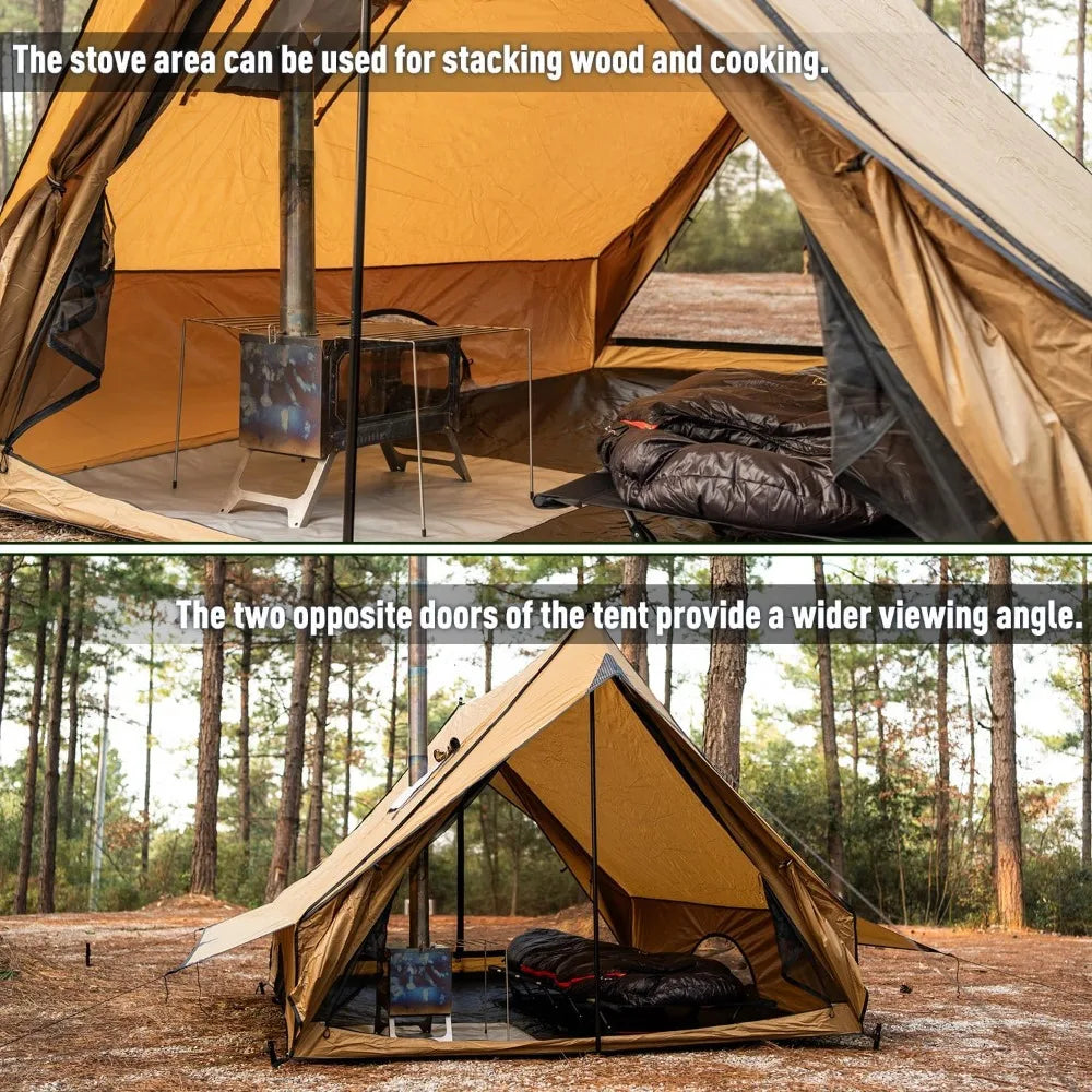 Camping Hot Tent Cabin Tent, Chalet 70 Series Portable Wall Tents with Stove Jack and Two Poles for 2-3 Person Hiking