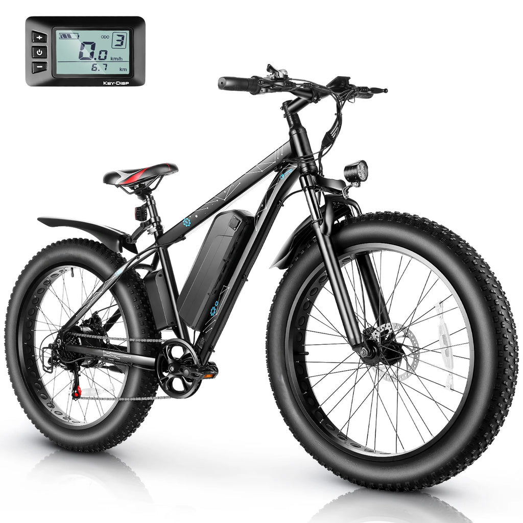 Vivi F26FUL 26" x 4.0 Fat Tire Electric Bike with 500W Motor, 48V 13Ah Removable Battery, 7 Speed, 25MPH, Cruise Control