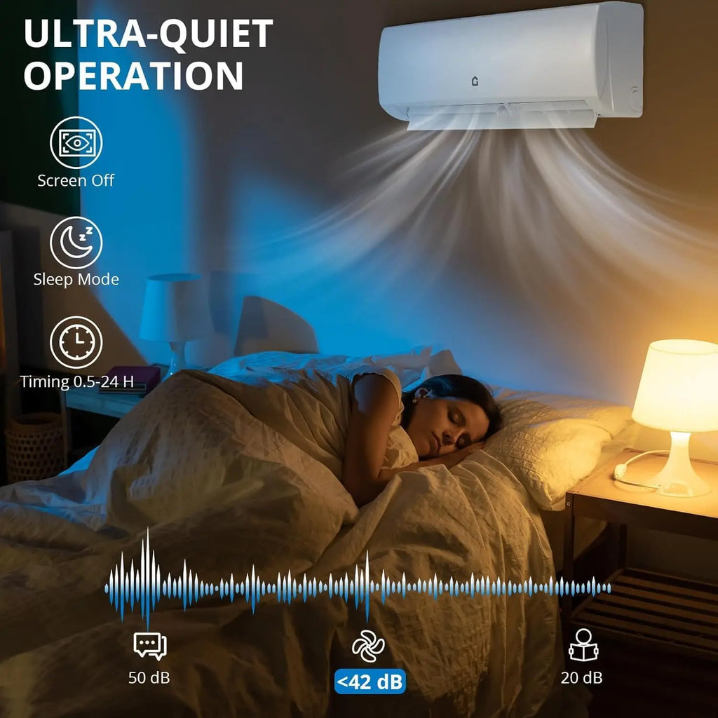 9000 BTU WiFi Mini Split AC & Heat Pump System, 20 SEER2 208-230V Ductless Air Conditioner for up to 450 Sq.Ft, Alexa Compatible