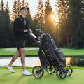 4 Wheel Golf Push Cart: Lightweight Compact Folding Golf Trolley, Pull Behind Manual Golf Caddy with Cup, Phone & Umbrella