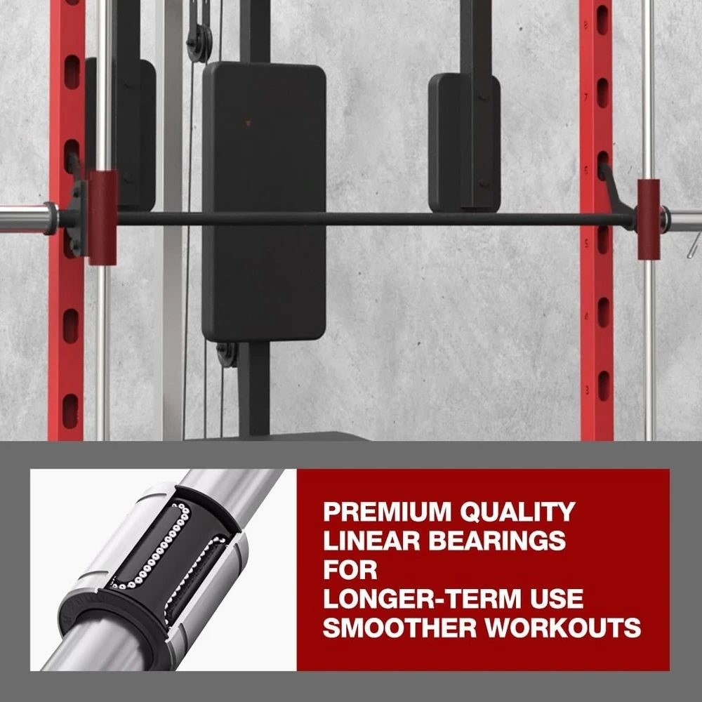 Compact Power Cage with Pulley System for Full-Body Strength Training, Home Gym Squat Rack with PEC Station and Optional Fixed