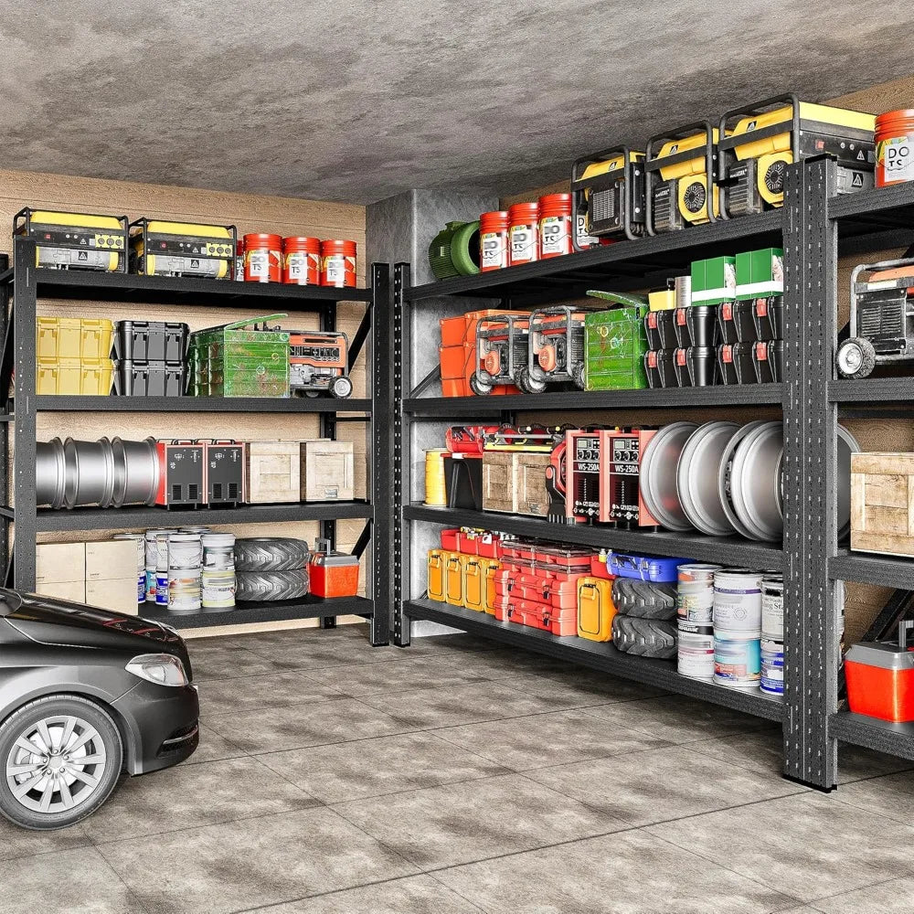 71.3"Wide Heavy Duty Garage Shelving Units,5000LBS Deep Storage Shelves,Black Metal Garage Shelves,Steel Shelf,Large ，Customized
