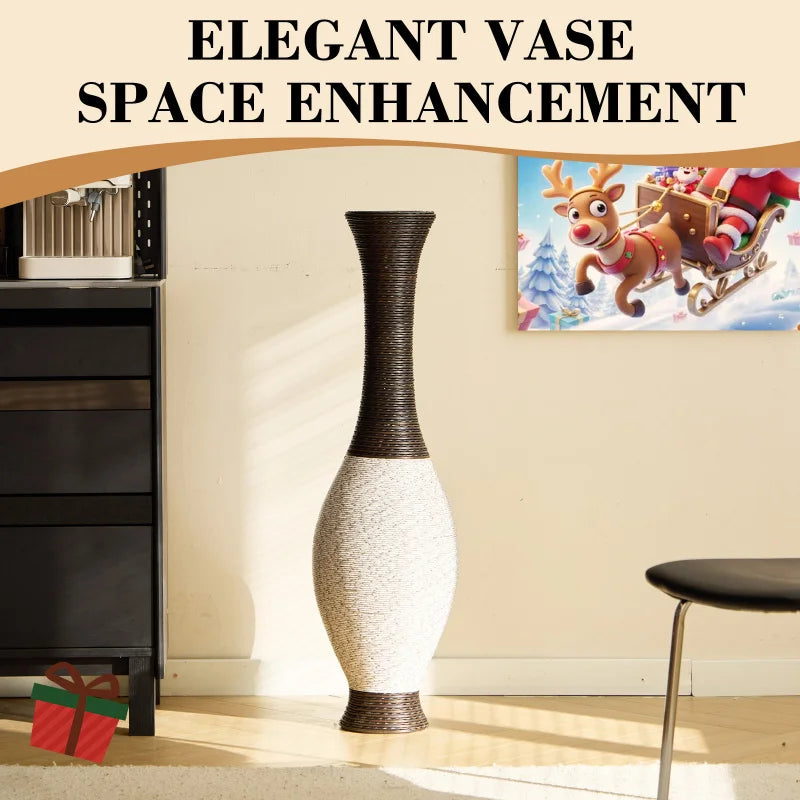 39.37 Inch Tall Hand-Woven Decorative Vase PVC Rattan Look Floor Vase Brown Beige Two-Tone For Outdoor Home Decor Farmhouse USA
