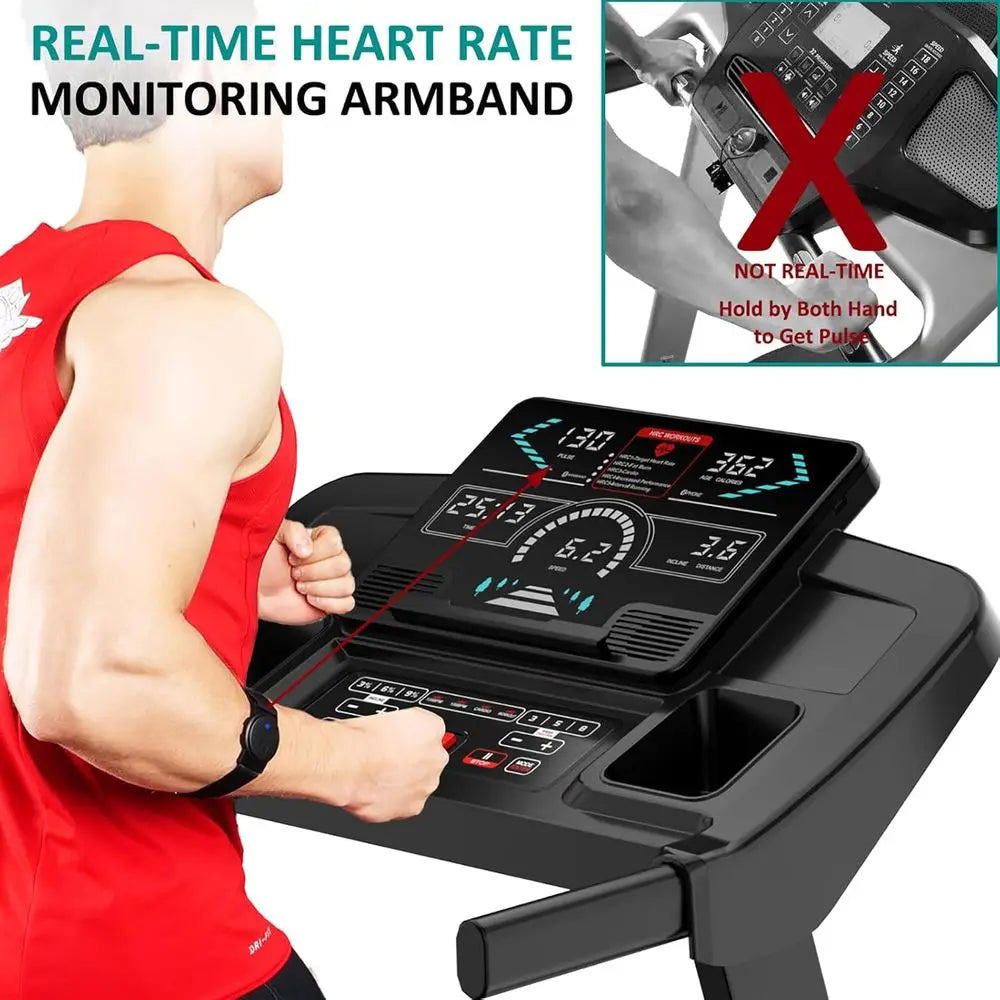 Advanced Treadmill with 15 Incline Levels, Smart Heart Rate Monitor, LED Display, Up to 10 MPH, Supports 350 lbs