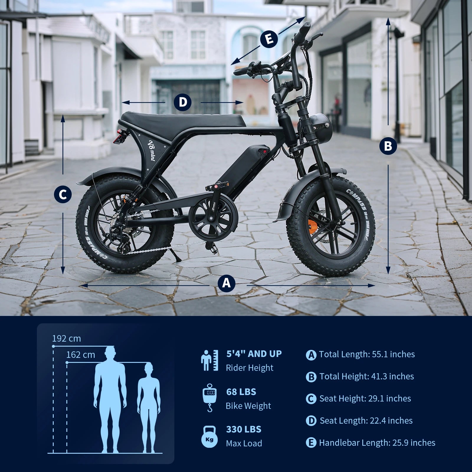 16-inch Small Fat Tire Electric Bicycle for Adults&Teens 500W 36V 10.4Ah Commuter/Mountain Ebike with 7-Speed Dual-disc Brakes