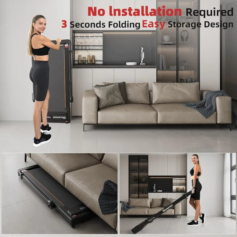 Treadmill with Incline, 3 in 1 Under Desk Treadmill Walking Pad with Removable Desk Workstation 3.5HP