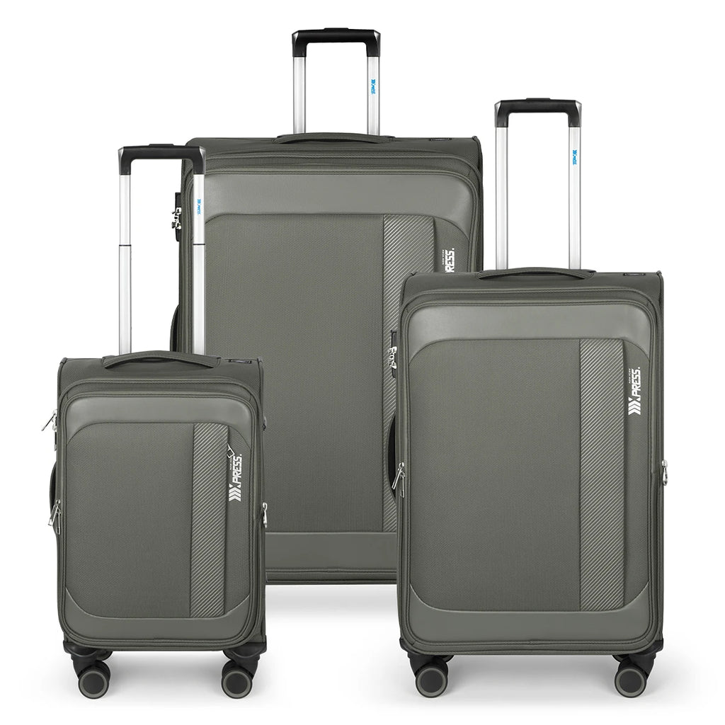 Expandable Soft Shell Spinner Luggage 3 Piece Softside Luggage Set with Front Opening Lightweight Durable Suitcase TSA Lock
