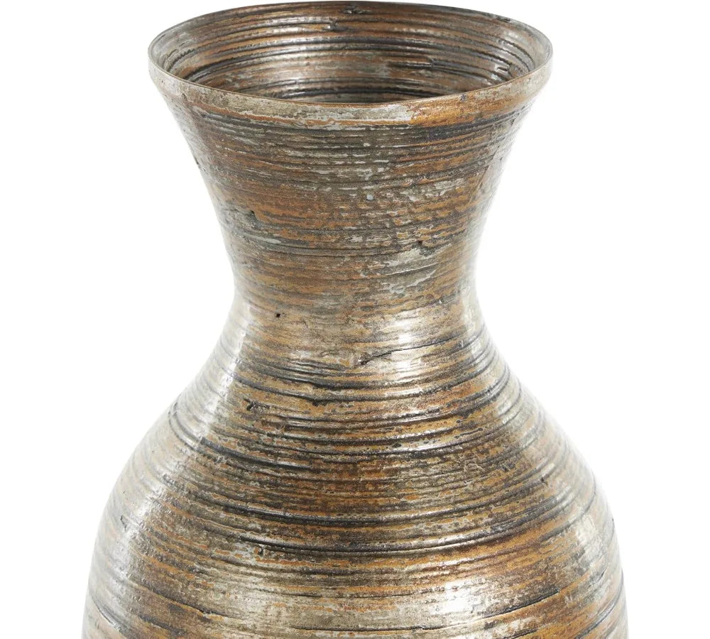 Antique Brown Bamboo Wood Vase 8x8x18 Inch Large Centerpiece Home Decor Bohemian Style