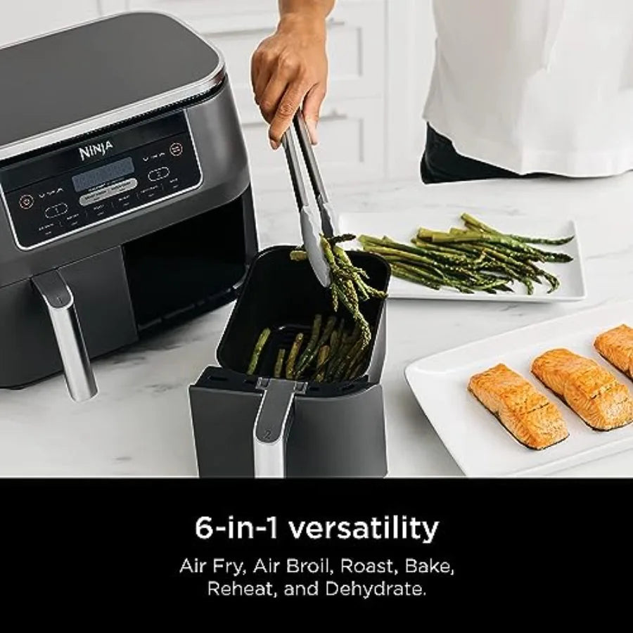 6-in-1 DualZone Air Fryer with 8-Quart Capacity and 2-Basket Design for Efficient Cooking Ideal for Large Families and Meal Pre