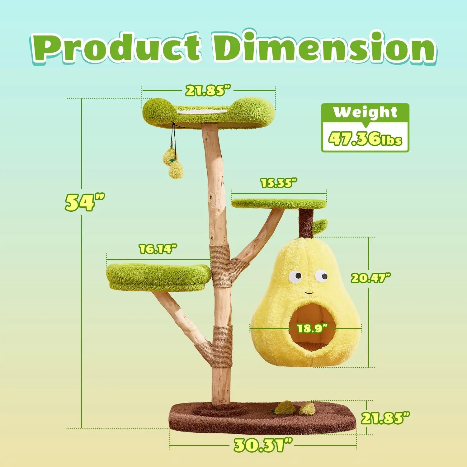 Luxury Cat Tree for Indoor Cats, All-in-One Tall Wood Cat Tree with Scratching Post, Multi-Level Pear Bed for Home, Customized