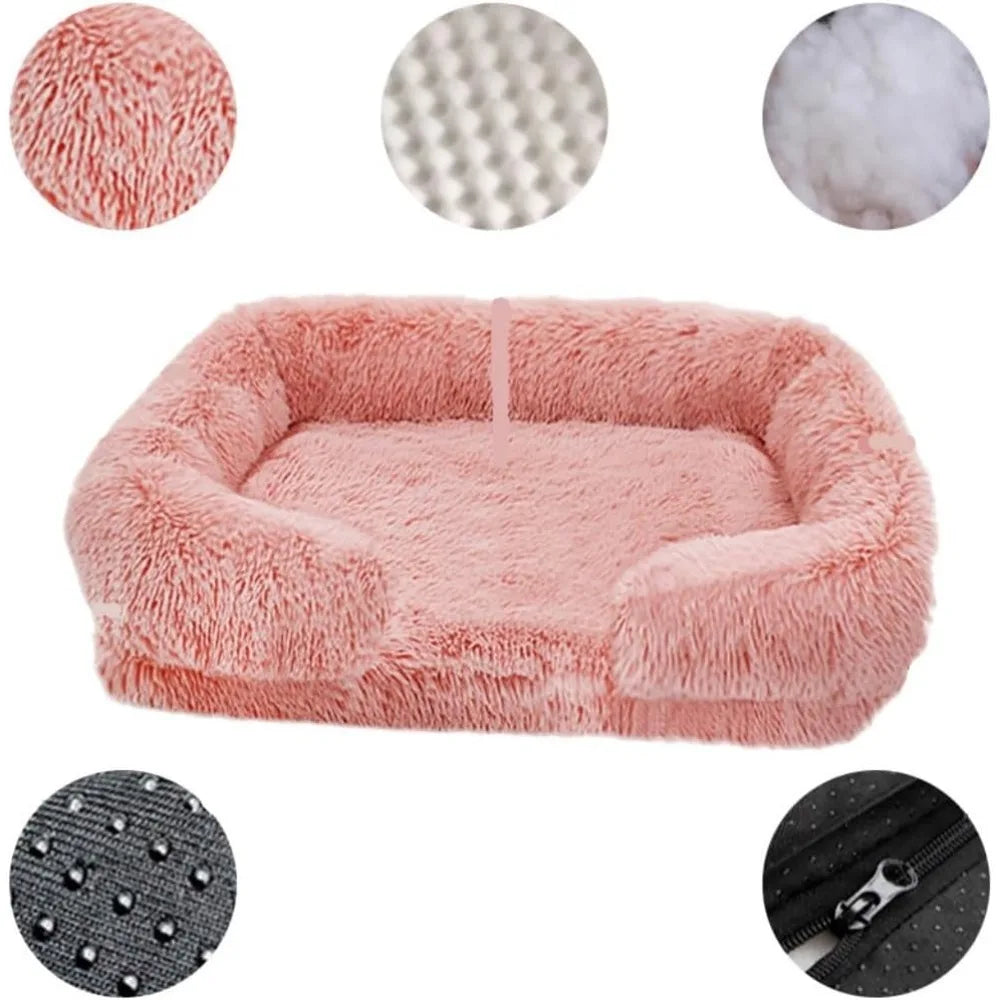 Autumn-Winter Warm Removable Pet Dog Sofa Bed Square Kennel for Cats - Comfortable, Easy to Clean Pet Pad