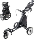 Lightweight 3-Wheel Foldable Golf Push Cart with One-Click Folding, 360° Swivel Front Wheel, Adjustable Handle & Accessories