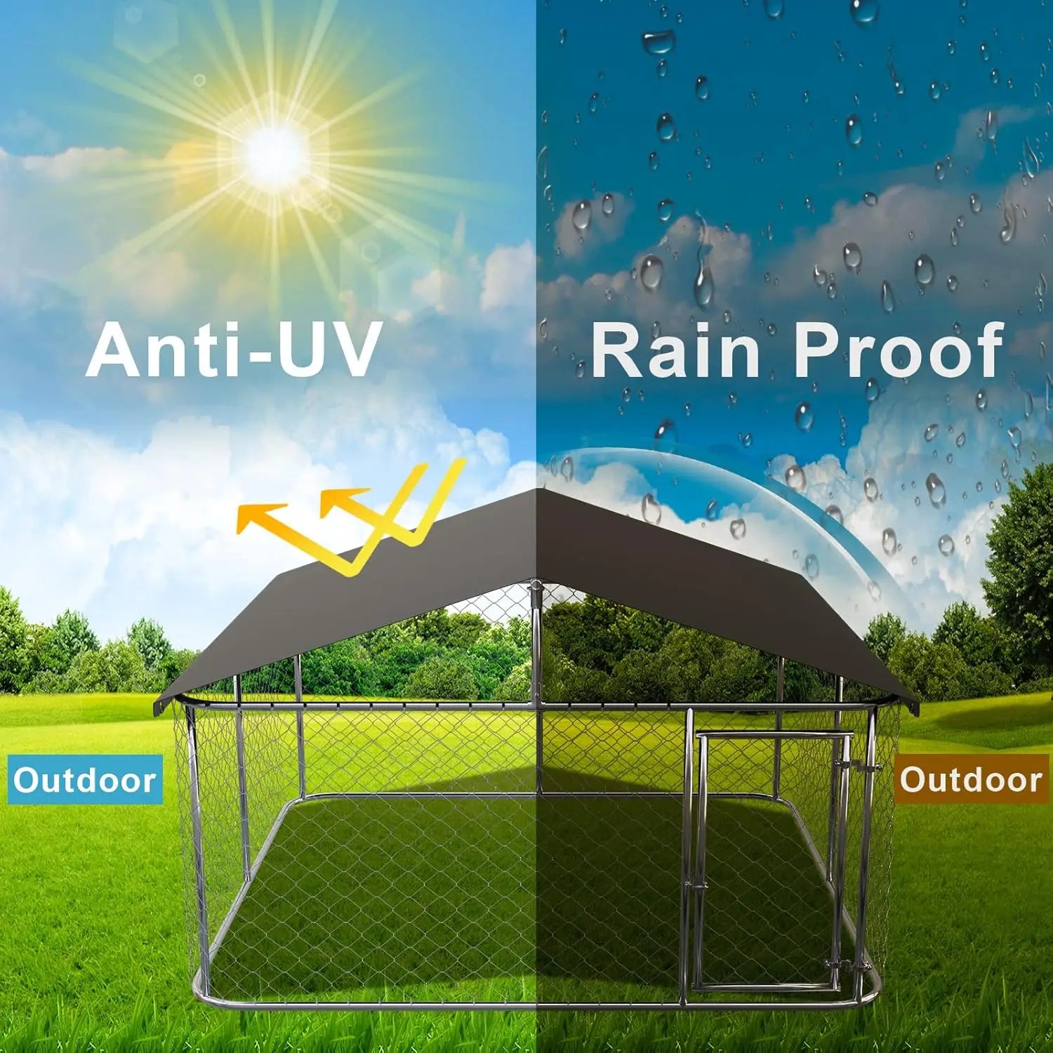 Outdoor Dog Enclosure Heavy Duty Dog Kennel House Mesh Dog Big Cage Pet Kennel Steel Fence with Secure Lock (6.56‘x, Customized