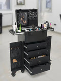 31.15inch Professional Rolling Makeup Case 4 Drawers Pro Makeup Artist Cosmetic Train Case Makeup Organizer Travel Case