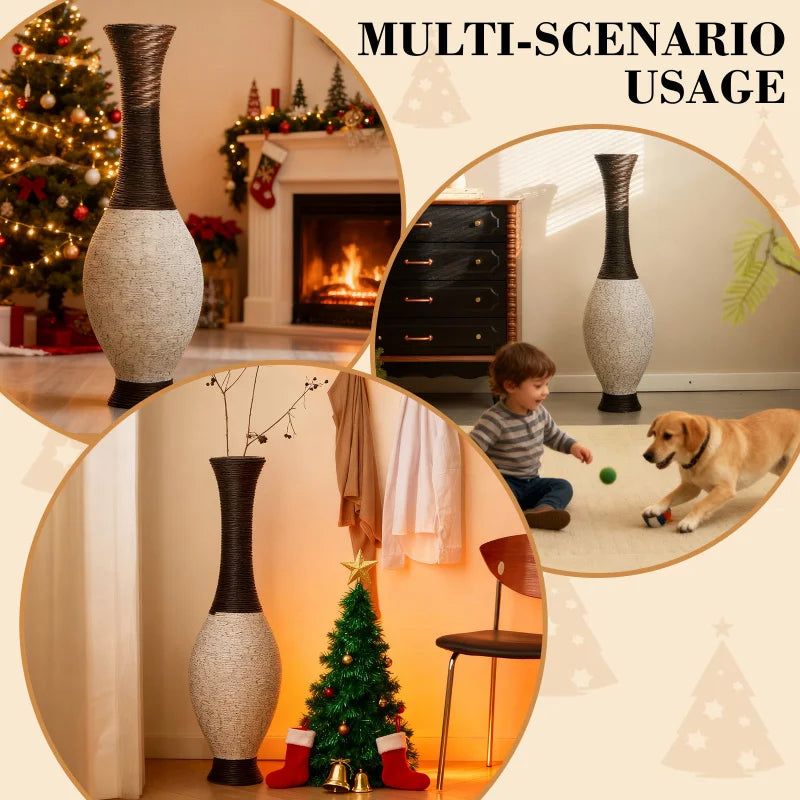 39.37 Inch Tall Hand-Woven Decorative Vase PVC Rattan Look Floor Vase Brown Beige Two-Tone For Outdoor Home Decor Farmhouse USA