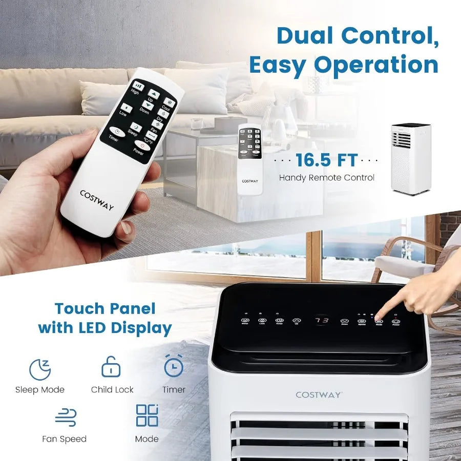 Portable Air Conditioner 10000 BTU AC Unit with Cool Fan Dehumidifier Sleep Mode for Rooms up to 350 Sq.Ft Includes 24H Timer C