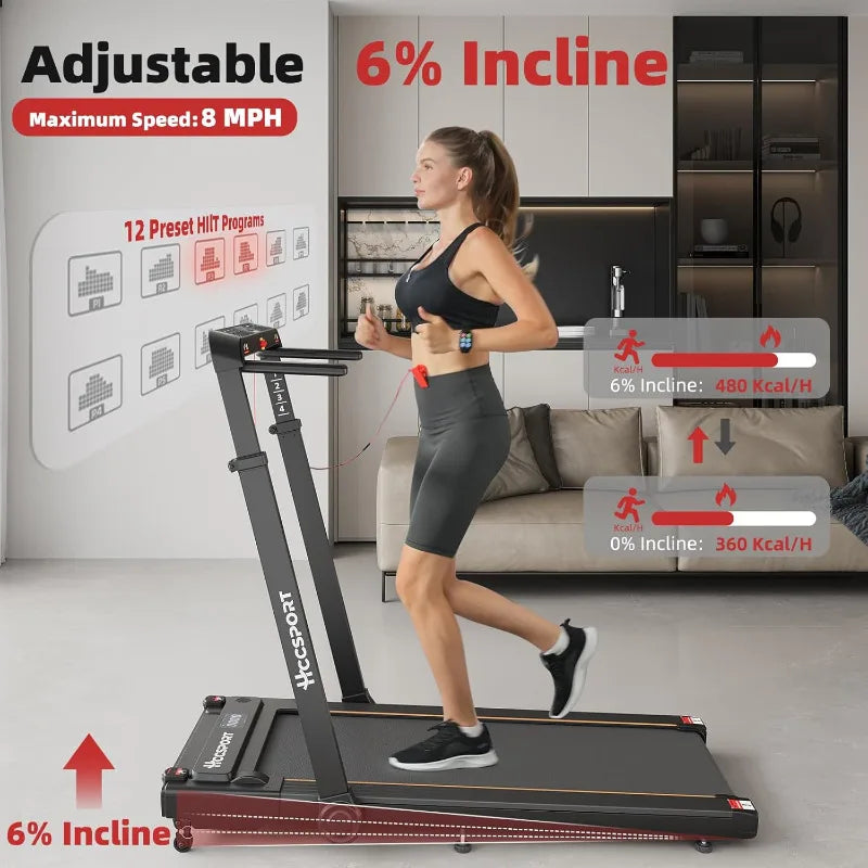 Treadmill with Incline, 3 in 1 Under Desk Treadmill Walking Pad with Removable Desk Workstation 3.5HP