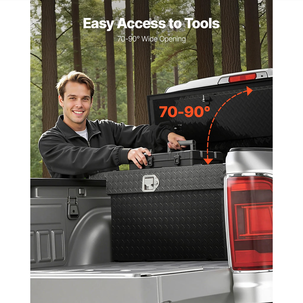 SucceBuy Crossover Truck Tool Box 71x27x18 In Heavy Duty Aluminum Waterproof Storage Organizer with Lock for Truck RV Trailer