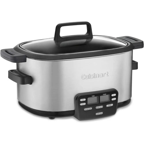 3-In-1 Cook Central 6-Quart Multi-Cooker: Slow Cooker, Multicooker, Brown/Saute, Steamer Cooking Pots Silver