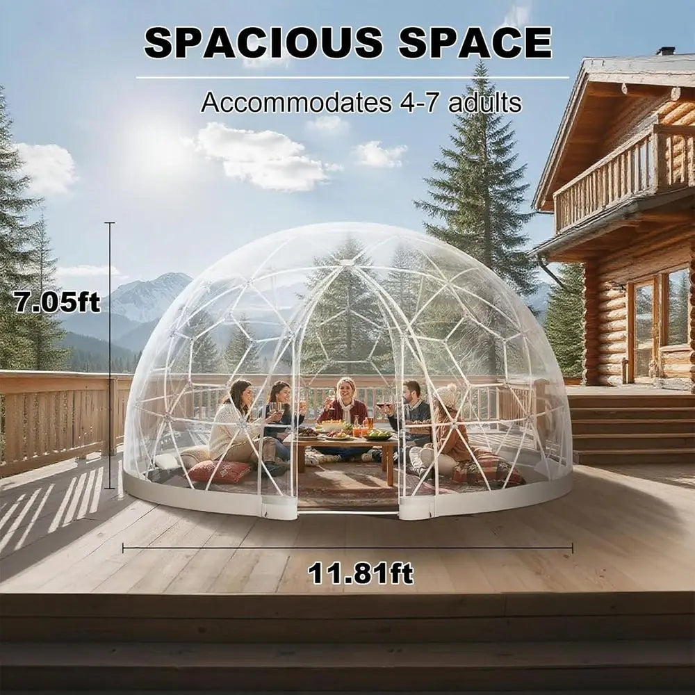 Luxury 12ft Igloo Bubble Tent for 4-7 People - Thickened PVC, Ideal for Camping and Outdoor Adventures