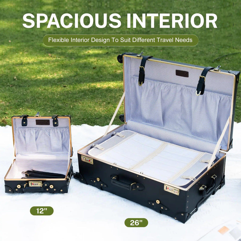 Urecity Vintage Luggage Set Lightweight Trolley Travel Suitcase On Wheels Retro Rolling Luggage 26 "+20" +12 "