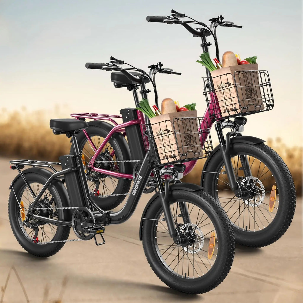 QRONGE Mirage Electric Bike 1000W Peak Folding E-bike 486Wh 70 Miles Range 7 Speed 25 MPH Max Electric Bicycle With Front Basket