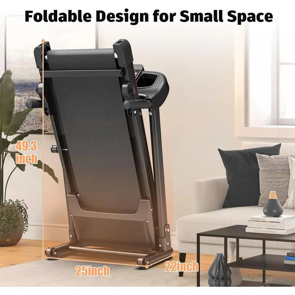 Portable 3-Level Incline Treadmill for Home Use, 265 lbs Capacity, 0.5-7.6 MPH Speeds, 2.5 HP Motor, 12 Built-in Programs, LED D