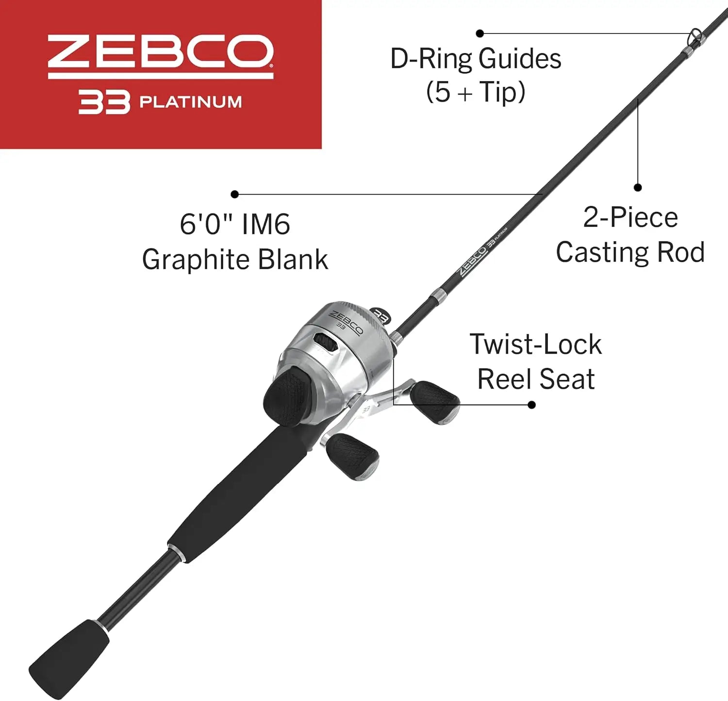 Platinum Spincast Fishing Combo with Anti-Reverse Clutch, 6-Foot Rod and Pre-Spooled Line for Smooth Casting